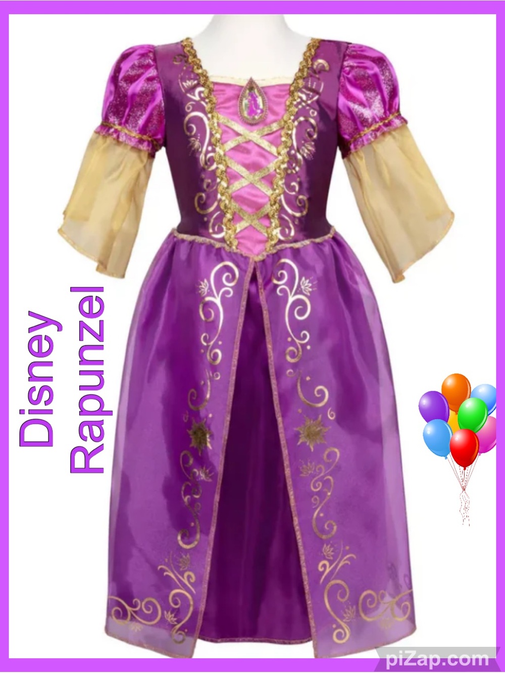 💜Disney Rapunzel Purple and Gold Princess Dress-Up Costume - Sz
 4-6x